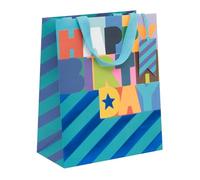 Glick Grande sacchetto regalo, color cobalto vivace, 315 x 260 x 135 mm, borsa riciclabile di lusso per compleanni e celebrazioni