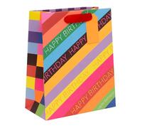 Glick Grande sacchetto regalo con scritta "Happy Birthday", 315 x 260 x 135 mm, borsa riciclabile di lusso per compleanni e celebrazioni