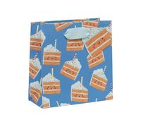 Glick Piccolo sacchetto regalo blu Cakey, borsa riciclabile di lusso per regali speciali, 14 x 14 x 6 cm, carta di alta qualità, ideale per compleanni e celebrazioni