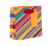 Glick Piccolo sacchetto regalo colorato Happy Birthday borsa riciclabile di lusso per regali speciali, 14 x 14 x 6 cm, multicolore