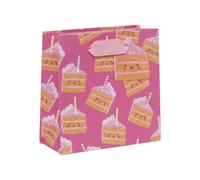 Glick Piccolo sacchetto regalo rosa cakey, borsa riciclabile di lusso per regali speciali, 14 x 14 x 6 cm, carta di alta qualità, ideale per compleanni e celebrazioni