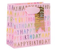 Glick Sacchetto regalo di lusso di buon compleanno rosa, sacchetto regalo di compleanno, piccolo sacchetto regalo, sacchetto regalo celebrazione, sacchetto regalo di buon compleanno PS, rosa, multicolore (GSPS96), 140 W x 140 H x 60 d mm