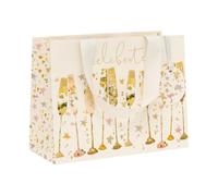 Glick Sacchetto regalo medio orizzontale, flauti, 175 x 225 x 100 mm, borsa riciclabile di lusso per compleanni, matrimoni, anniversari e fidanzamenti