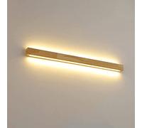 GLIDAX Minimalistische lineare Wandleuchte, LED-Wandleuchte aus Holz für Spiegel, warme 3000 K, 24 W, Wandleuchte, langer Streifen, Wandleuchte für Schminktisch, Wandleuchte aus Massivholz für Wohnzim