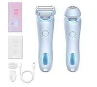 Glide Pro 3.0 Razor for Women, Silk Glide Pro Shaver with 2-in-1 Wet & Dry Waterproof Bikini Trimmer, Rechargeable Lady Shaver for Legs, Arms, Underarms and Sensitive Areas (Blue)