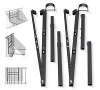 GLIESE Balkonkraftwerk - Supporto per pannelli solari da 400 W-550 W, regolabile da 15° a 45°, in robusto alluminio, con gancio per ringhiera rotonda, per balcone, tetto piatto, parete (nero)
