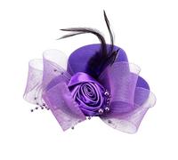 Glifora Cappello pillbox retrò con elegante rosa, piume e fiocco in rete - Cappello pillbox anni '20 anni '50 per ragazze, spettacoli teatrali, feste a tema, oggetti di scena fotografici