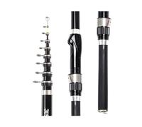 GLigeT Canna da pesca telescopica in fibra di carbonio, 2,7 m, 2,4 m, 2,1 m, 1,8 m, 1,5 m, mini sedile per mulinello da viaggio, canna da pesca trota (nero, 2,4 m)