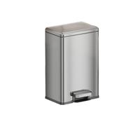 GLigeT Cestino for rifiuti quadrato for ufficio domestico con pedale a chiusura ammortizzata, acciaio inossidabile spazzolato(Silver)