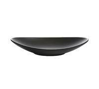 GLigeT Dessert 1 Pezzo Piatto Fondo Mandrino Ovale Glassato Nero Hotel Dim Sum Frutti di Mare Sushi Frutta Imitazione Porcellana Da Tavola Snack(18cm)