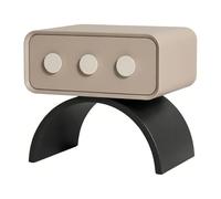 GLigeT Letto Comodino con base curva, un cassetto e tre accenti circolari for riporre la camera da letto(Bruin,Grande)