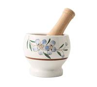 GLigeT Mortai e pestelli Mortaio e pestello in Ceramica Suribachi e Surikogi Set Elegante Motivo Floreale in Ceramica Bianca Set Mortaio e Pestello(Grande)