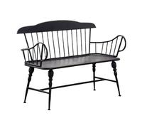 GLigeT Panche da Giardino Casa Giardino Panca in ferro Mobili da balcone for esterni con braccioli Seduta Tripla sedia Parco Patio Tempo libero Sedile Nero (120 CM) Panchine per Esterni