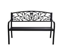 GLigeT Panche da Giardino Panca da esterno for parco, sedia lunga doppia in ferro con schienale traforato, for casa, balcone, patio, sedia a sdraio, nera Panchine per Esterni