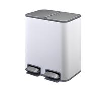 GLigeT Pattumiera rettangolare for la raccolta differenziata a doppio scomparto con coperchio a chiusura ammortizzata, in acciaio inossidabile Ufficio(Bianco)