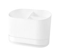 GLigeT Porta Mestoli da Cucina Portautensili in plastica, scolaposate, lavello, Cucchiaio, Bacchette, forchetta, scolapiatti, portaposate, Organizer con 3 Scomparti Porta Posate Cucina(Bianco)