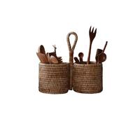 GLigeT Porta Mestoli da Cucina Portautensili Intrecciato in Rattan retrò, organizzatore di Utensili Intrecciato a Mano for Cucchiaio Porta Posate Cucina