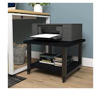 GLigeT Supporto per stampante mobile da tavolo con contenitore, sotto la scrivania nero, carrello da lavoro con ruote, spazi organizer per casa, ufficio, ripiano stampante (dimensioni: 50 x 40 x 50 cm