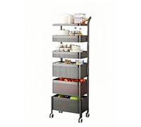 GLigeT Utilizzo multiplo Carrello da cucina rotante Slim Gap Organizzatore multi-livello for snack e prodotti(Nero,Grande)