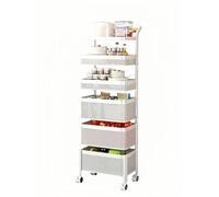 GLigeT Utilizzo multiplo Carrello da cucina rotante Slim Gap Organizzatore multi-livello for snack e prodotti(Bianco,Grande)