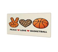 Glilade Grande tappetino per mouse da gioco, impermeabile, antiscivolo, con bordi cuciti, per computer, laptop, tastiera, ufficio, casa, lavoro, 30,5 x 80 cm (Peace Love Basketball)