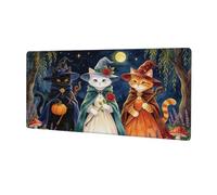 Glilade Grande tappetino per mouse da gioco, impermeabile, antiscivolo, con bordi cuciti, per computer, laptop, tastiera, ufficio, casa, lavoro, 30,5 x 80 cm (strega magica gatta)