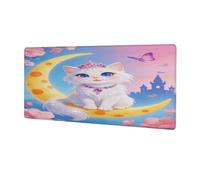 Glilade Grande tappetino per mouse da gioco, impermeabile, antiscivolo, con bordi cuciti, per computer portatile, tastiera, ufficio, casa, lavoro, 30,5 x 80 cm (corona di gatto lunare)