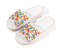 Glilade Pantofole da casa per donne e uomini, antiscivolo, con punta aperta, traspiranti, estive, per camera da letto, quadrati colorati, Piazze colorate d'arte, 39.5/40.5 EU