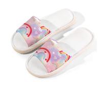 Glilade Pantofole da casa per donne e uomini, antiscivolo, con punta aperta, traspiranti, estive, per camera da letto, arcobaleni, Arcobaleni, 11/11.5 UK Wide