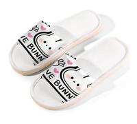 Glilade Pantofole da casa per donne e uomini, antiscivolo, per interni, con punta aperta, traspiranti, estive, per camera da letto, XL (Bunny Hop Into Love)