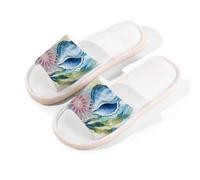 Glilade Pantofole da casa per donne e uomini, antiscivolo, per interni, con punta aperta, traspiranti, estive, per camera da letto, piccole (alghe marine)