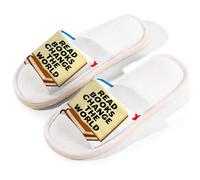 Glilade Pantofole da casa per donne e uomini, antiscivolo, per interni, con punta aperta, traspiranti, estive, ciabatte per camera da letto, leggere libri Change The World, Leggi Libri Cambia il Mondo