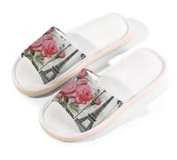 Glilade Pantofole da casa per donne e uomini, antiscivolo, per interni, con punta aperta, traspiranti, estive, per camera da letto, rose vintage Parigi, farfalle, Vintage Paris Roses Farfalle, 11/11.5