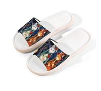 Glilade Pantofole da casa per donne e uomini, antiscivolo, per interni, con punta aperta, traspiranti, estive, per camera da letto, strega magica, Strega Gatta Magica, 9.5/10.5 UK Wide