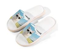 Glilade Pantofole da casa per donne e uomini, antiscivolo, per interni, con punta aperta, traspiranti, estive, ciabatte per camera da letto, Hello Llama, Ciao lama, 11/11.5 UK Wide