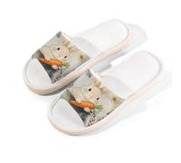 Glilade Pantofole da casa per donne e uomini, antiscivolo, per interni, con punta aperta, traspiranti, estive, per camera da letto, piccole (coniglietto carota)
