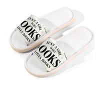 Glilade Pantofole da casa per donne e uomini, antiscivolo, per interni, con punta aperta, traspiranti, estive, per camera da letto, Just A Girl Love Books, Solo una ragazza ama i libri, 8.5/9 UK Wide