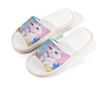 Glilade Pantofole da casa per donne e uomini, antiscivolo, per interni, con punta aperta, traspiranti, estive, per camera da letto, corona di gatto lunare, Corona di gatto lunare, 9.5/10.5 UK Wide