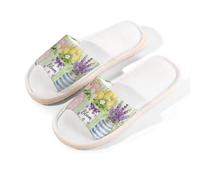Glilade Pantofole da casa per donne e uomini, antiscivolo, per interni, con punta aperta, traspiranti, estive, per camera da letto, piccole (fiori tulipani lavanda)
