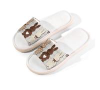 Glilade Pantofole da casa per donne e uomini, antiscivolo, per interni, con punta aperta, traspiranti, estive, per camera da letto, piccole (coniglietto in legno Happy Easter)