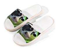 Glilade Pantofole da casa per donne e uomini, antiscivolo, per interni, punta aperta, scarpe estive traspiranti per camera da letto, mucca che ti osserva, Mucca che ti guarda, 8.5/9 UK Wide