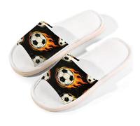 Glilade Pantofole da casa per donne e uomini, antiscivolo, per interni, punta aperta, scarpe estive traspiranti per camera da letto, calcio antincendio, Campionato del fuoco, 9.5/10.5 UK Wide