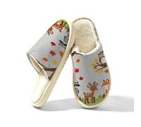 Glilade Pantofole da donna Fuzzy House da uomo, morbide e calde, scarpe da | Accoglienti scarpe da camera da letto in memory foam comode pantofole con fodera in peluche, animali della foresta, gufo