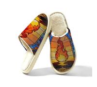 Glilade Pantofole da donna Fuzzy House da uomo, morbide e calde, scarpe da casa, Arte Vetro Fuoco, 41/42 EU