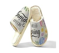 Glilade Pantofole da donna Fuzzy House da uomo, morbide e calde, scarpe da casa, Ciao Fiori di campo primaverili, 42.5/43 EU