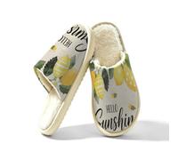 Glilade Pantofole da donna Fuzzy House da uomo, morbide e calde, scarpe da casa, Ciao Sunshine, 45/45.5 EU