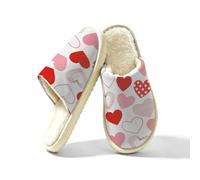 Glilade Pantofole da donna Fuzzy House da uomo, morbide e calde, scarpe da casa, Cuori rossi., 41/42 EU