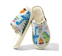Glilade Pantofole da donna Fuzzy House da uomo, morbide e calde, scarpe da casa, Dinosauro selvatico, 41/42 EU