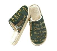 Glilade Pantofole da donna Fuzzy House da uomo, morbide e calde, scarpe da casa, Dio ci benedica, 41/42 EU