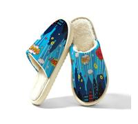 Glilade Pantofole da donna Fuzzy House da uomo, morbide e calde, scarpe da casa, Eroe Comic City, 45/45.5 EU